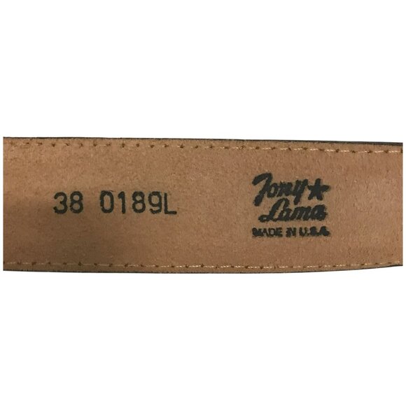 TONY LAMA Mens Brown Leather Ranger Belt Size 38 Brass Buckle NEW - Picture 2 of 6